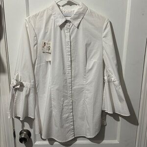 New York & Company Elegant Cream Blouse